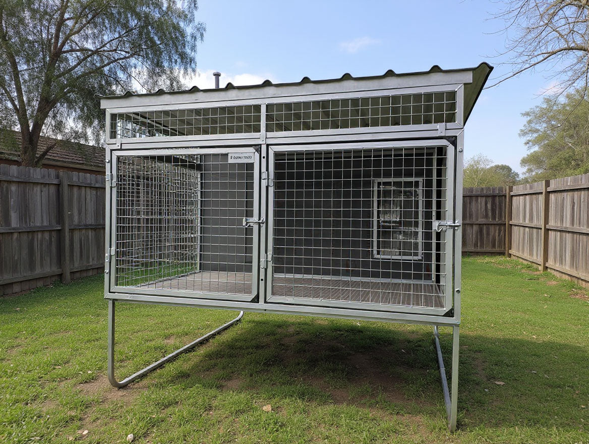 Raised Kennel and Insulated Dog House Bundle - for Large Breeds